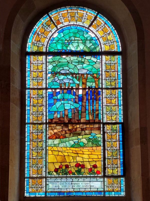 Un vitrail du temple de Saint-Aubin