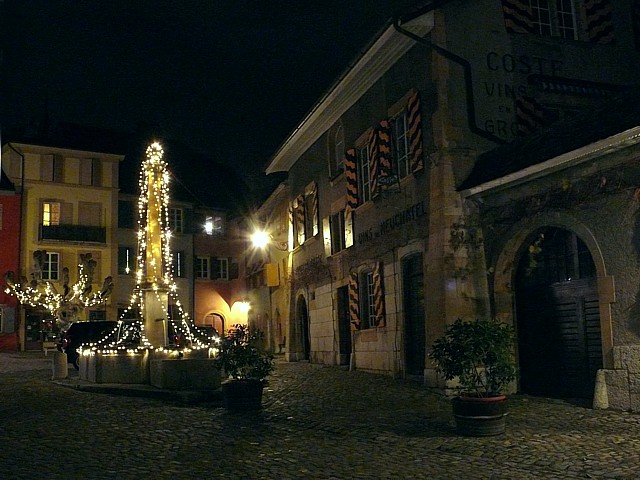 Ambiance nocturne  la Grand'Rue  Auvernier