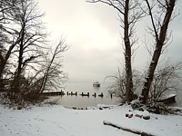 La plage de Boudry enneigée