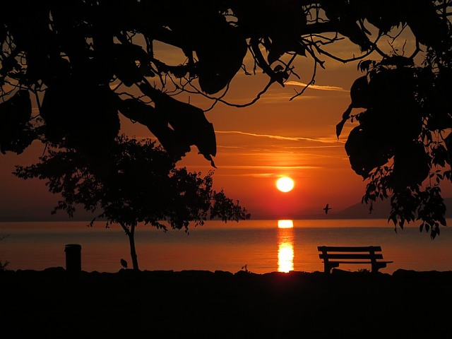 Lever du soleil sur le port d'Auvernier