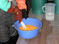 Brassage des oeufs de truites
